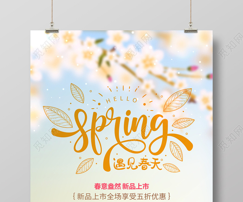 花卉简约遇见春天春季促销宣传海报设计 花卉简约遇见春天春季促销宣传海报设计