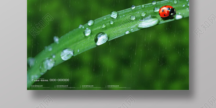 绿色环保二十四节气谷雨宣传海报 绿色环保二十四节气谷雨宣传海报