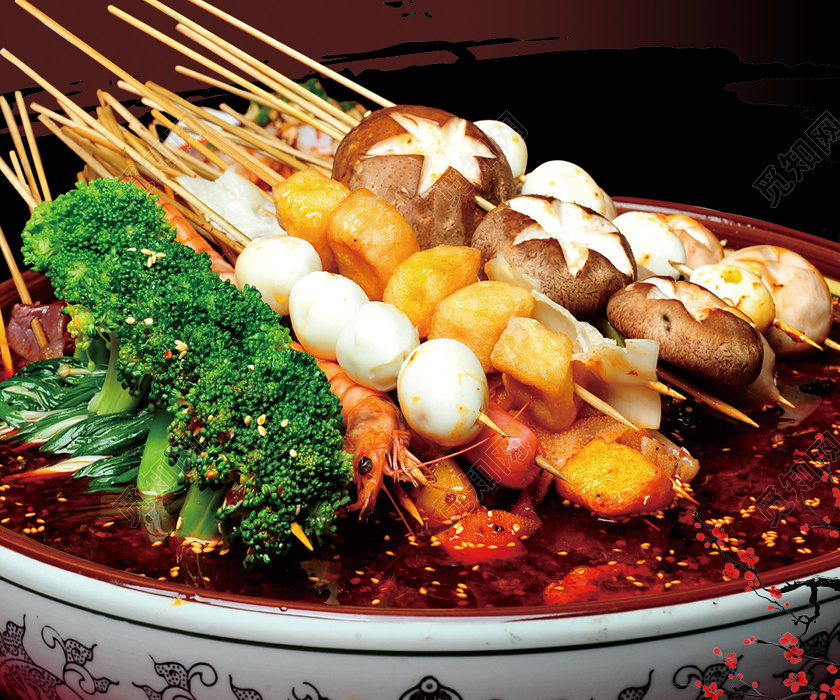 暗黑大气美食麻辣串串海报