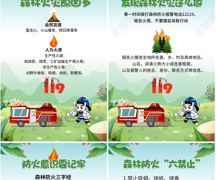2020消防安全知识春天来了这些森林防火知识要记牢海报
