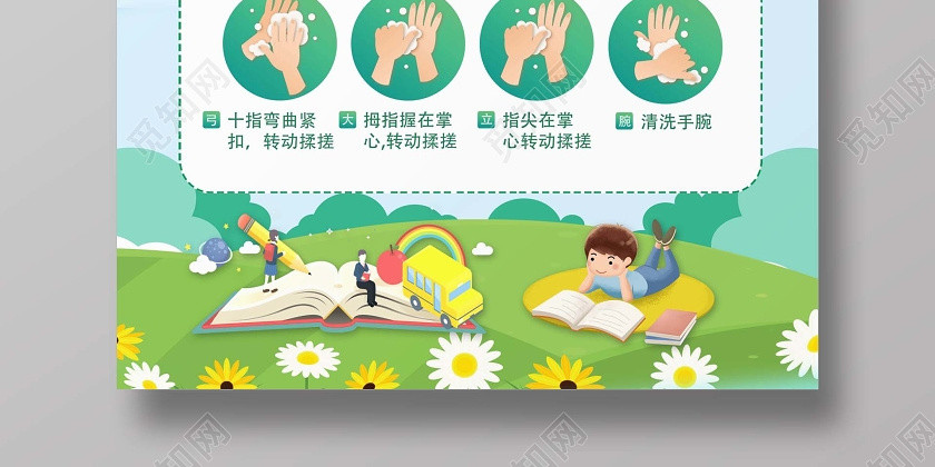 学校开学校园疫情防控清新校园疫情防控科普校园洗手篇防控疫情海报 学校开学校园疫情防控清新校园疫情防控科普校园洗手篇防控疫情海报