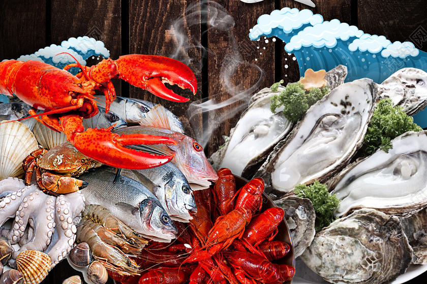 海鲜盛宴海鲜水产宣传实拍海报