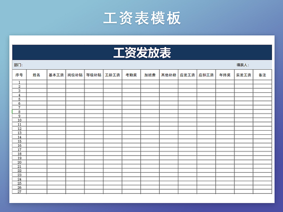 觅知网 excel模板 人事管理 绩效考核表 > 公司工资发放明细表excel
