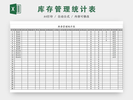 库房库存管理系统统计表