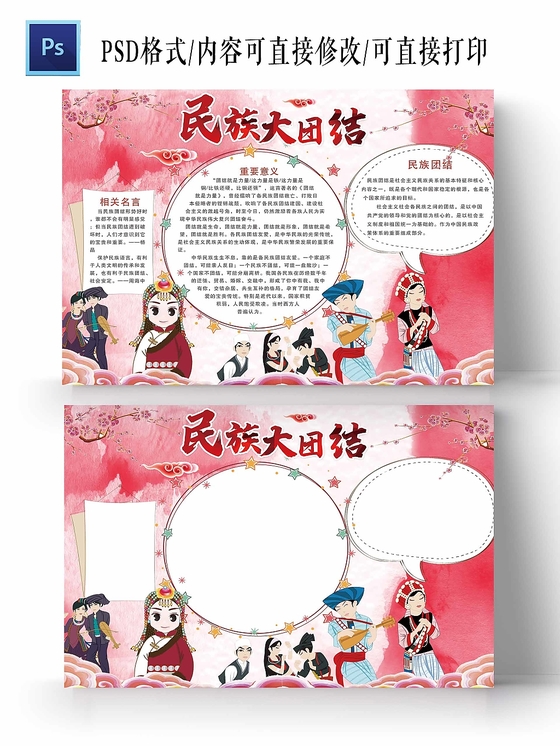 56个民族手抄报 大团结,56个民族手抄报 一等奖 卡通民族大团结手抄报