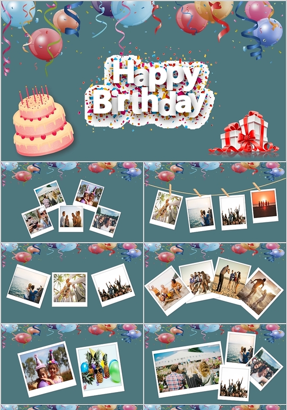 立即下载 精美可爱儿童宝宝满月宴 生日宴会 庆生百日宴成长相册ppt