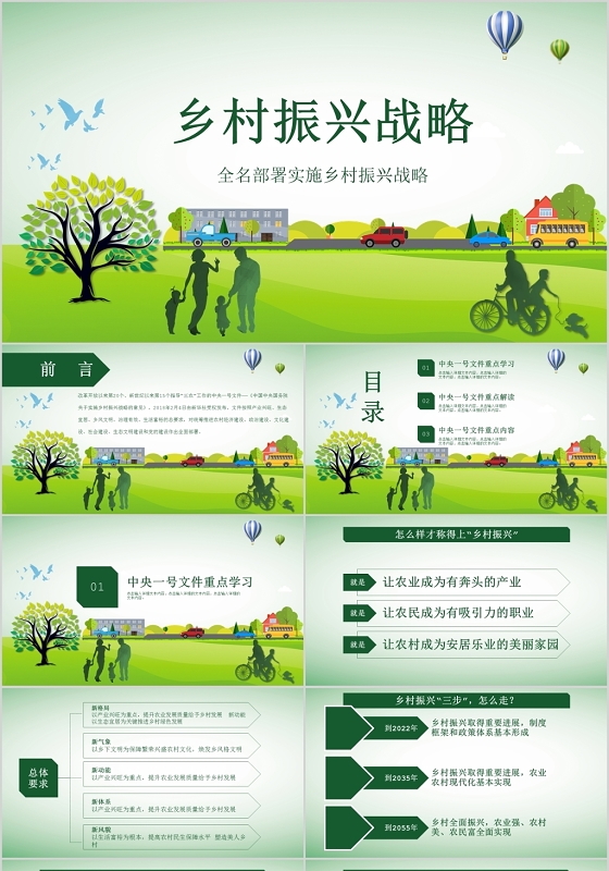 绿色乡村振兴战略一号文件解读ppt模板