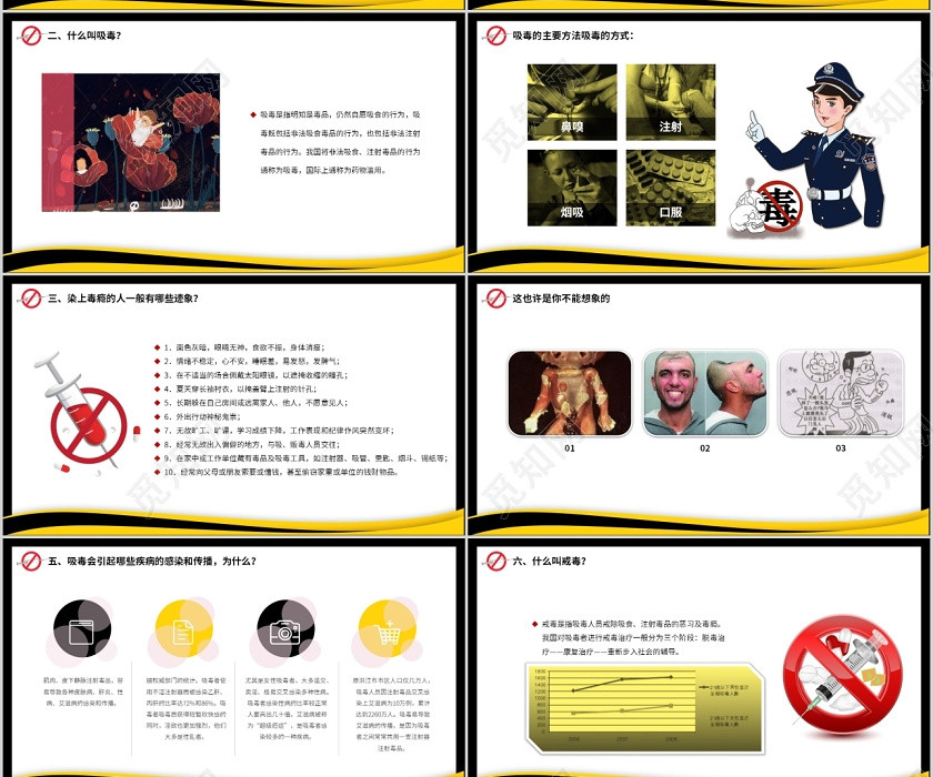 黄色大气珍爱生命远离毒品禁毒戒毒动态PPT模板 黄色大气珍爱生命远离毒品禁毒戒毒动态PPT模板