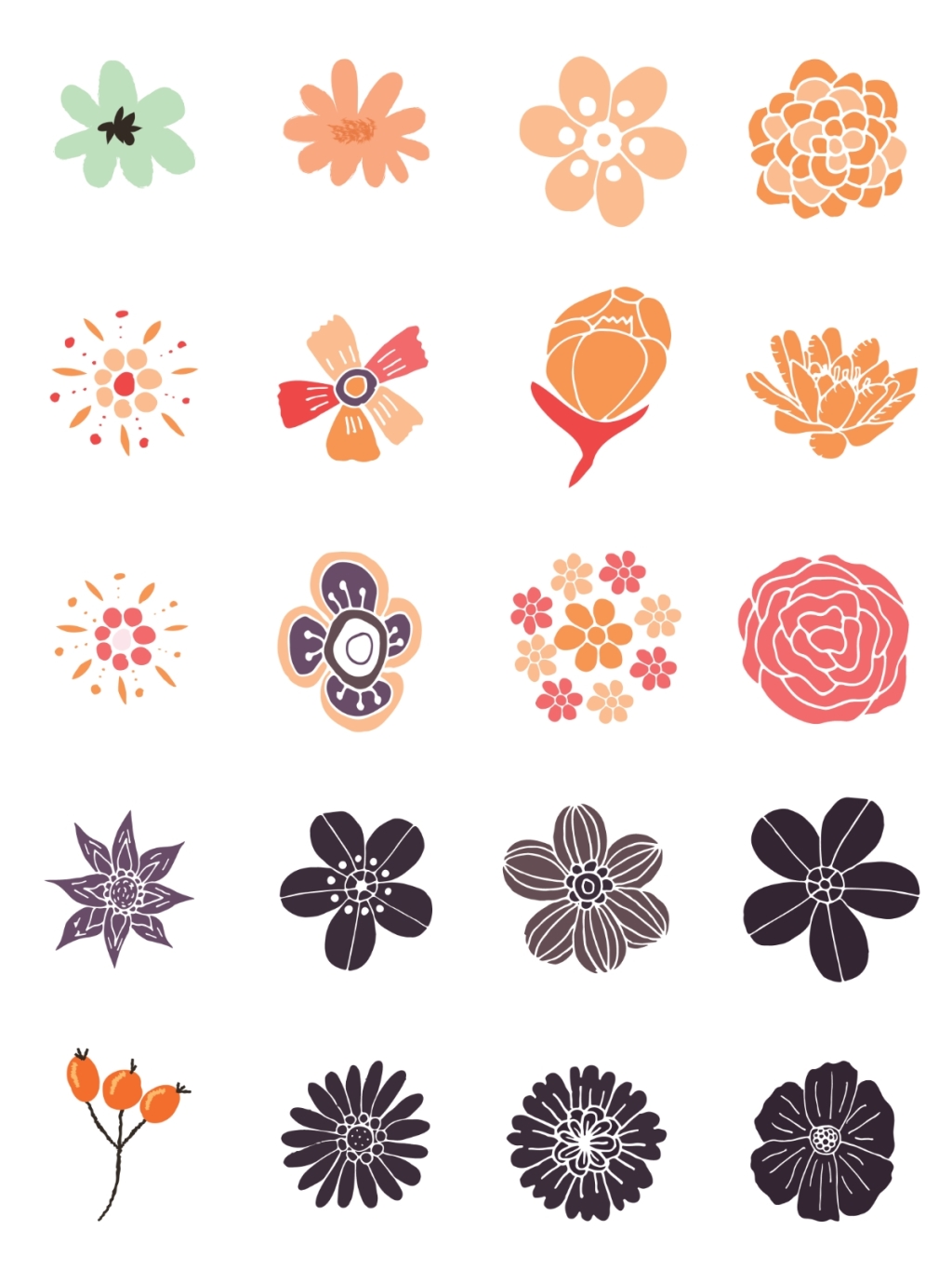 几何植物牡丹花拼接印花矢量图服装纺织面料数码印花花型素材-POP花型网