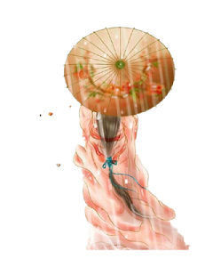 中国古风美女撑伞背景意境素材