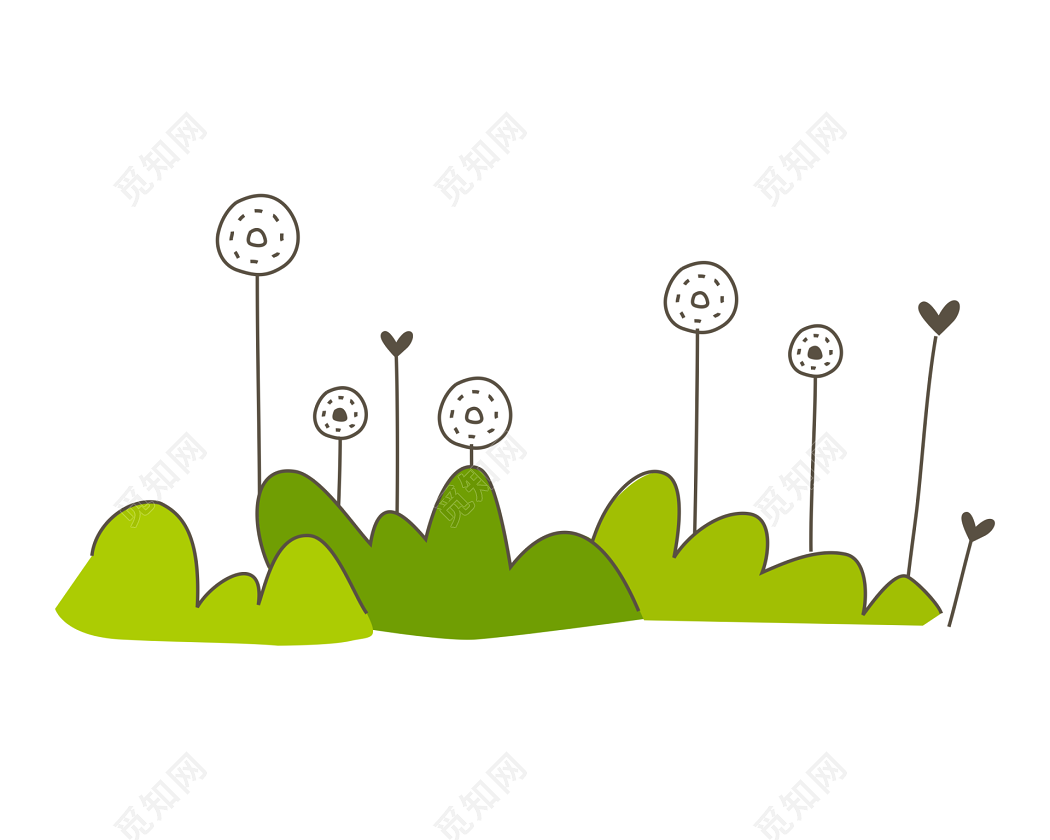 卡通绿色的小草矢量素材图片_装饰图案_设计元素-图行天下素材网