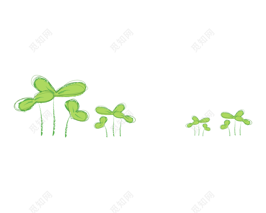 卡通花花草草绿色草丛装饰背景素材免费下载 - 觅知网