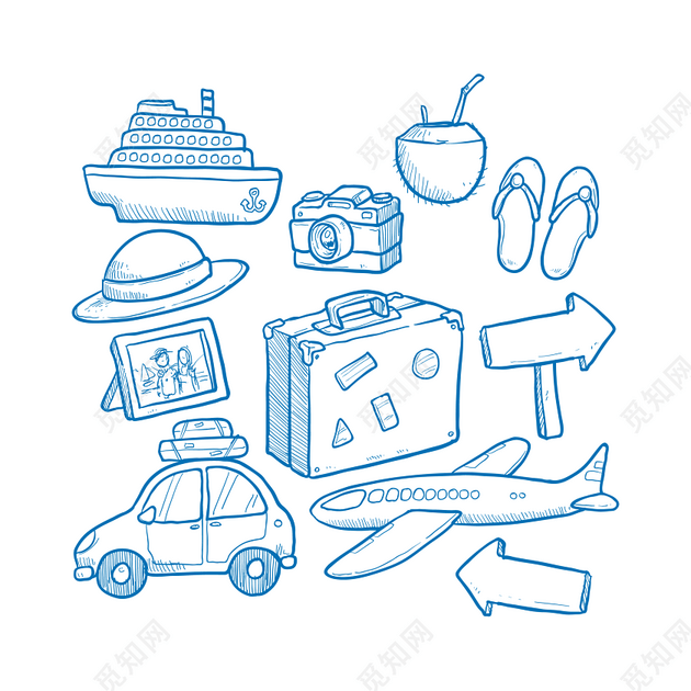 旅行素材手绘插画免费下载 觅知网