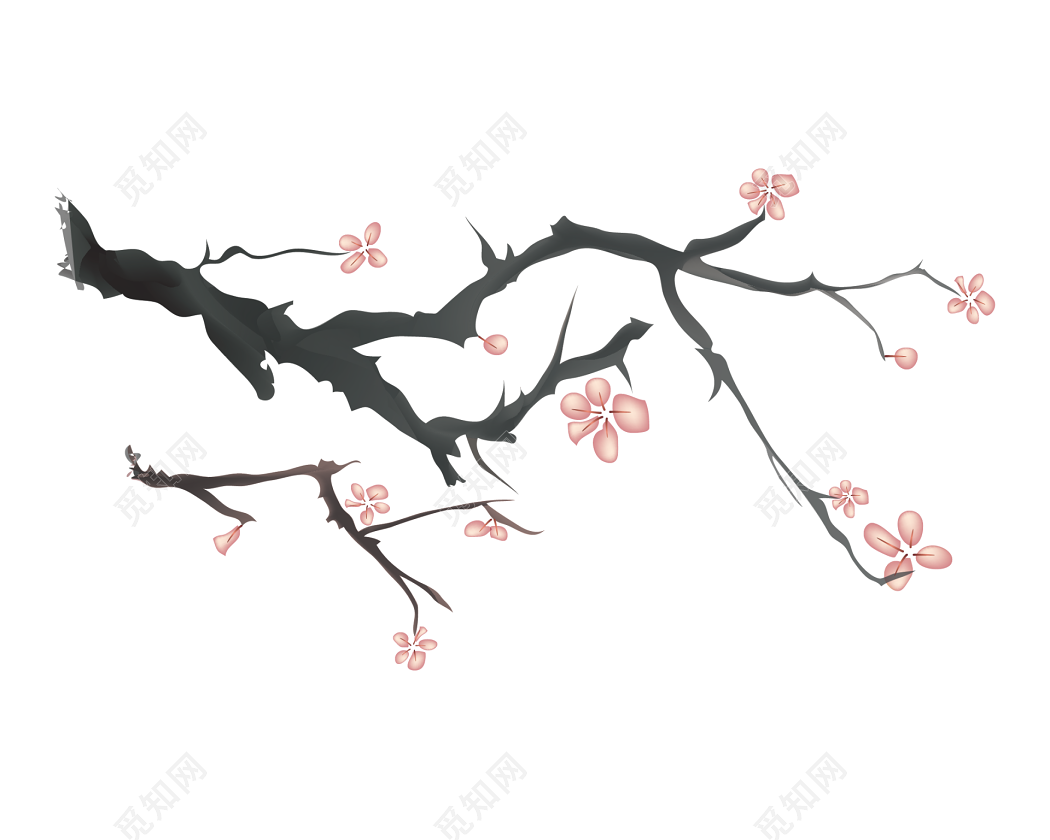 桃花树枝简笔画图片