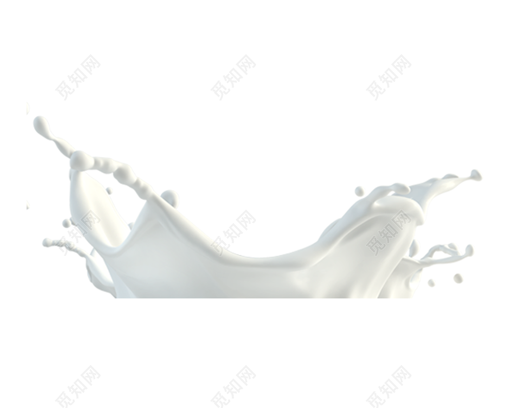 乳白色的牛奶泼溅在空中向四周扩散