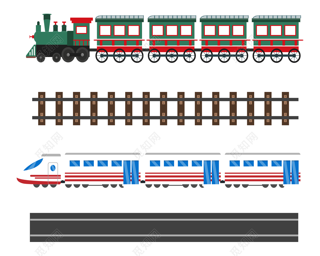 卡通蒸汽老式火车火车头和电动火车站插画图片素材_ID:342412976-Veer图库