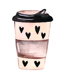 爱心纸杯咖啡水彩素材