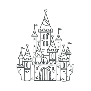 黑白线条城堡装饰画图片