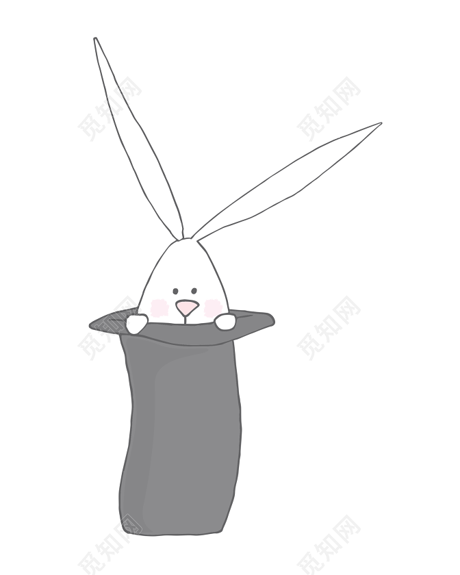 躲在帽子里的小白兔设计素材免费下载 觅知网