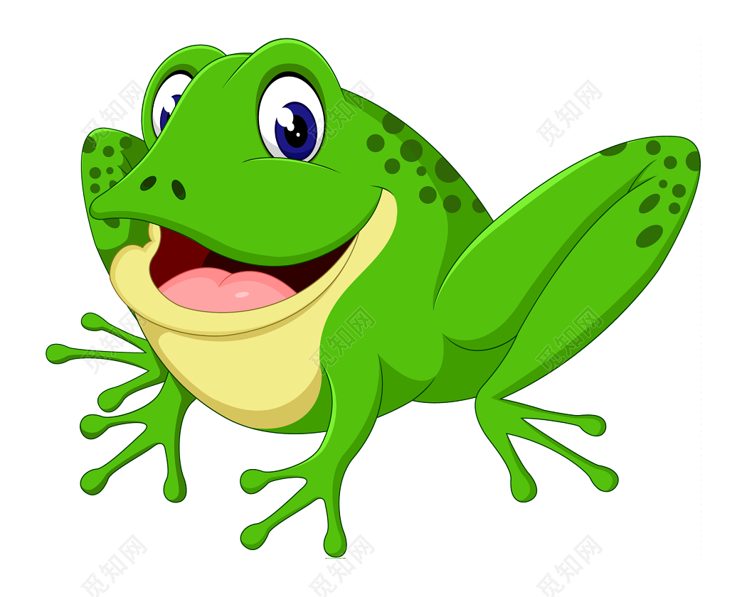 一只可爱的绿色卡通青蛙正在招手透明PNG素材