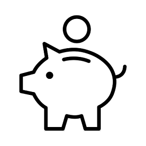 黑色简约线条小猪存钱罐系统图标