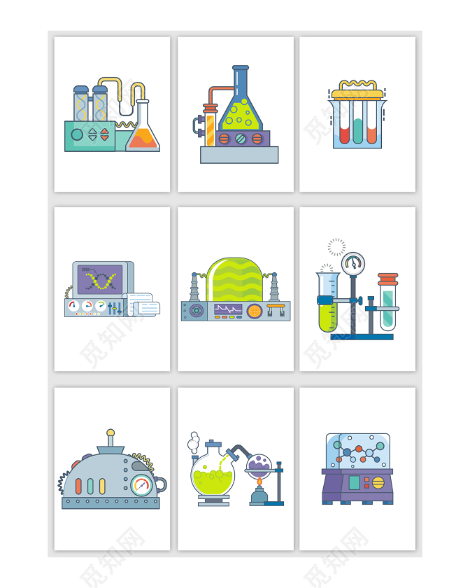 彩色卡通化学器具插画素材免费下载 觅知网