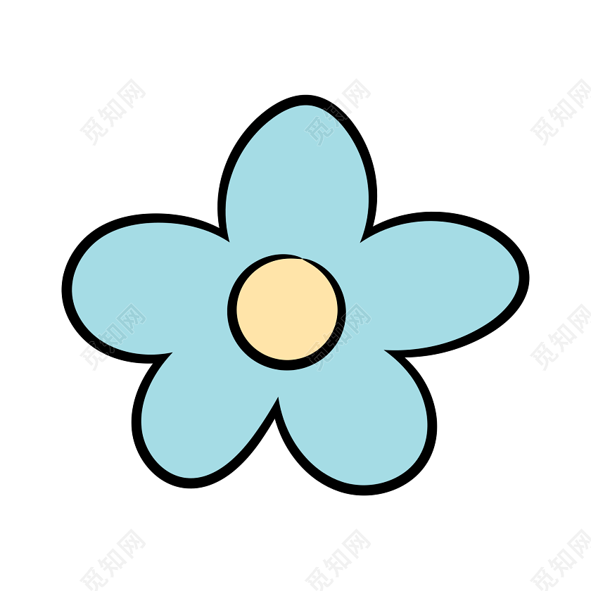 蓝色花朵卡通素材免费下载 觅知网