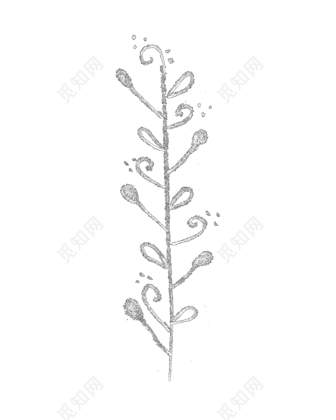 单色铅笔手绘植物矢量素材免费下载 觅知网