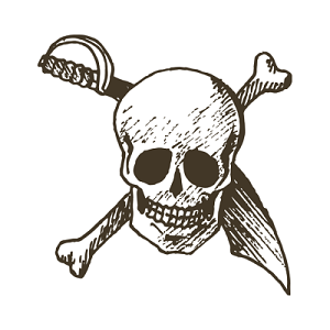 单色手绘海盗骷髅头矢量素材