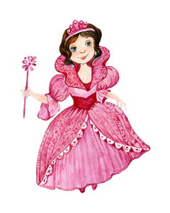 手绘卡通粉色玩偶公主