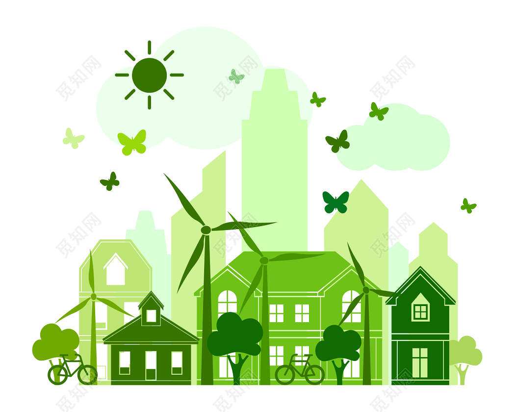 低碳生活环保教育绿色清新简约卡通手绘PPT模板-椰子办公