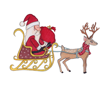 红色卡通圣诞老人骑鹿图片下载素材