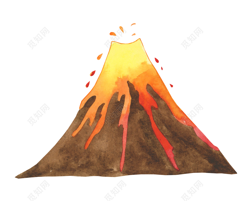 卡通風格棕色噴發火山剪貼畫, 火山剪貼畫, 火山爆發, 剪貼畫素材圖案，PSD和PNG圖片免費下載