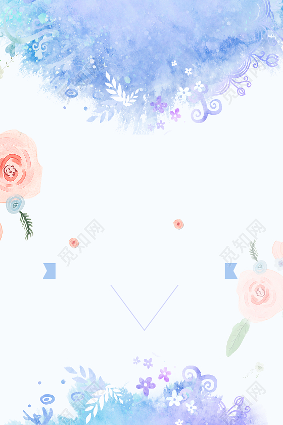 白底淡蓝色电商浪漫小清新花朵水彩花卉上蓝色新背景素材免费下载 觅知网