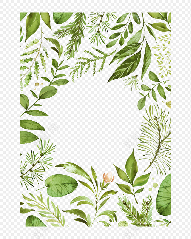 绿色手绘清新植物水彩插画背景素材免费下载 觅知网