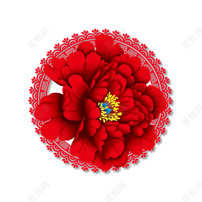 红色富贵花花朵图案元素图片素材免费下载 觅知网