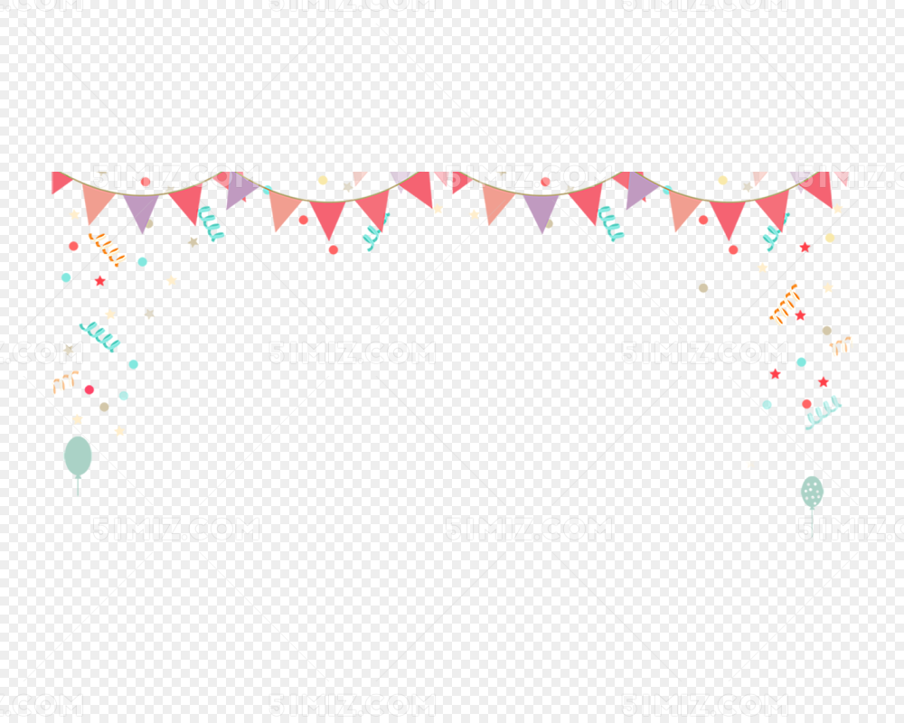 4月1生日彩旗与彩带装饰边框图片素材免费下载 觅知网
