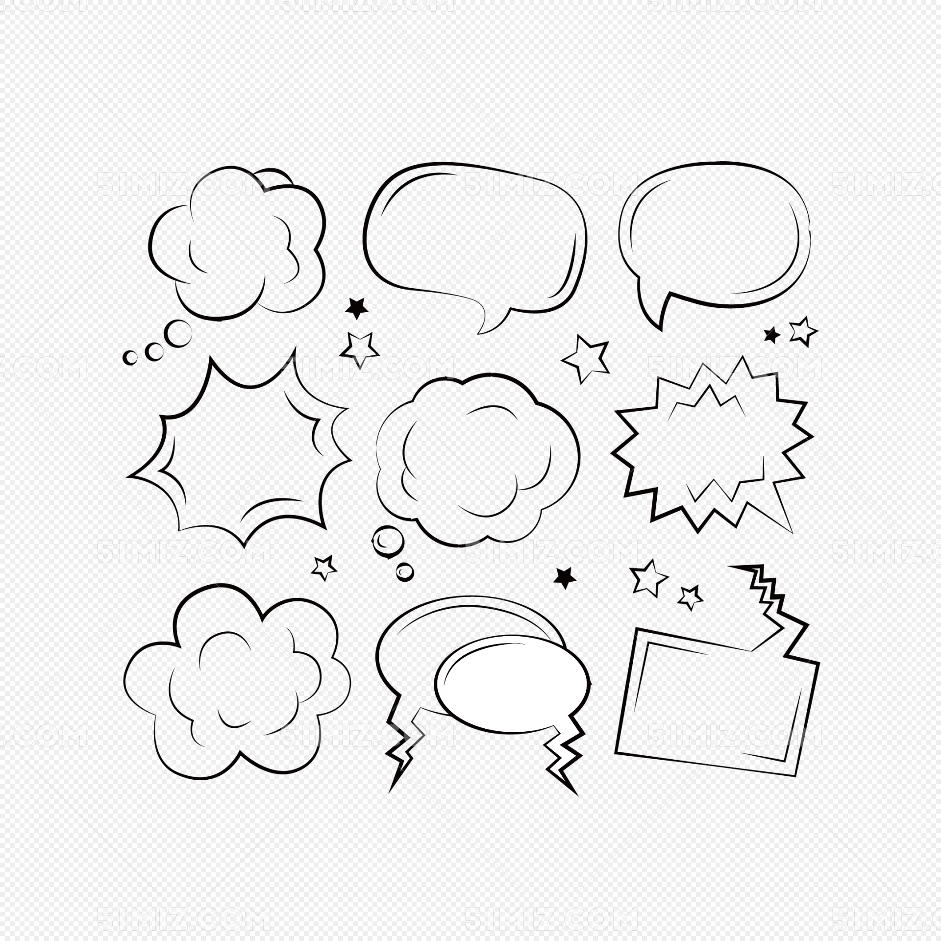 手绘思考气泡对话框边框图片素材免费下载 - 觅知网