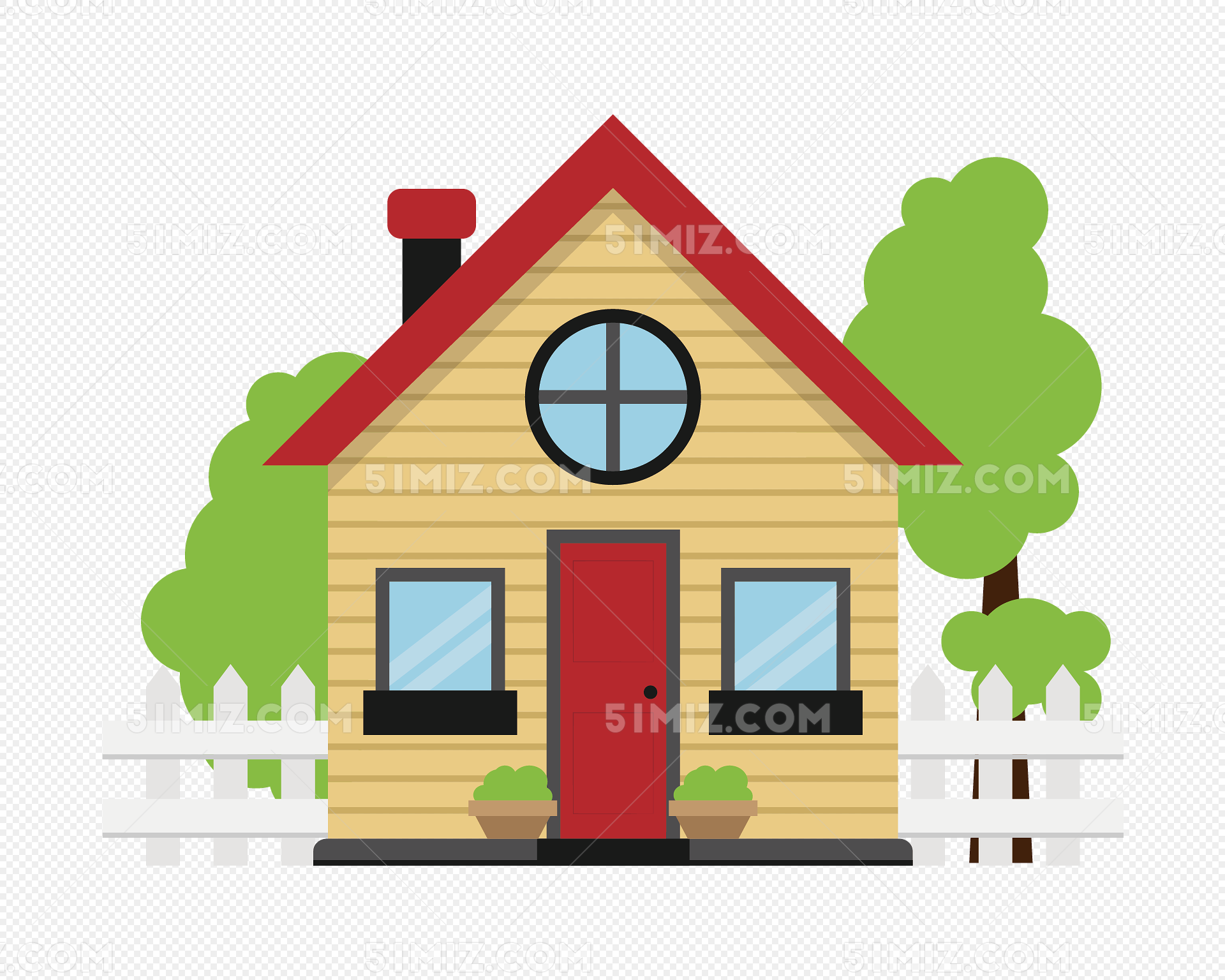 漂亮的房子卡通房子, 房子剪貼畫, 獨棟別墅, 綺麗素材圖案，PSD和PNG圖片免費下載