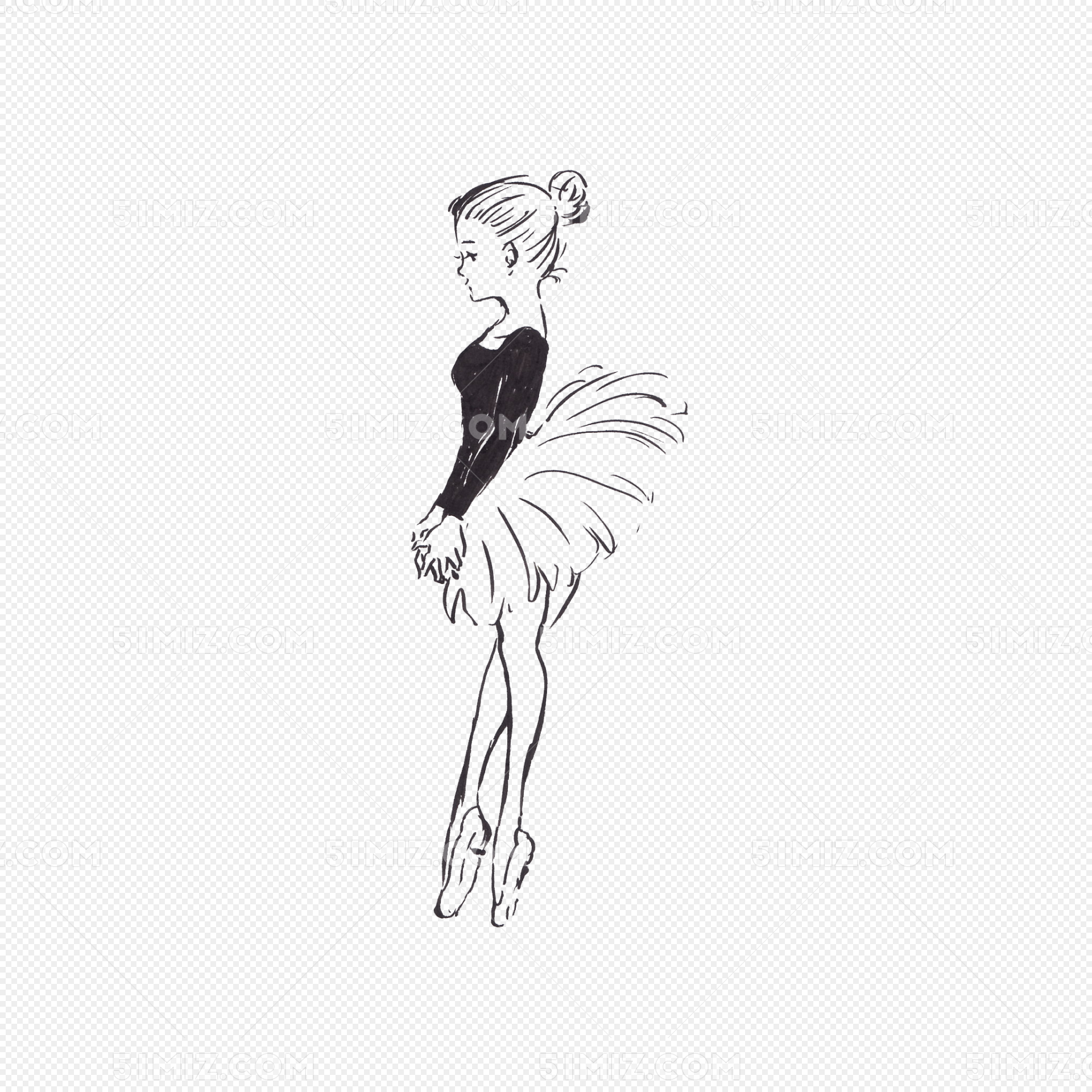 芭蕾舞动作简笔画-图库-五毛网