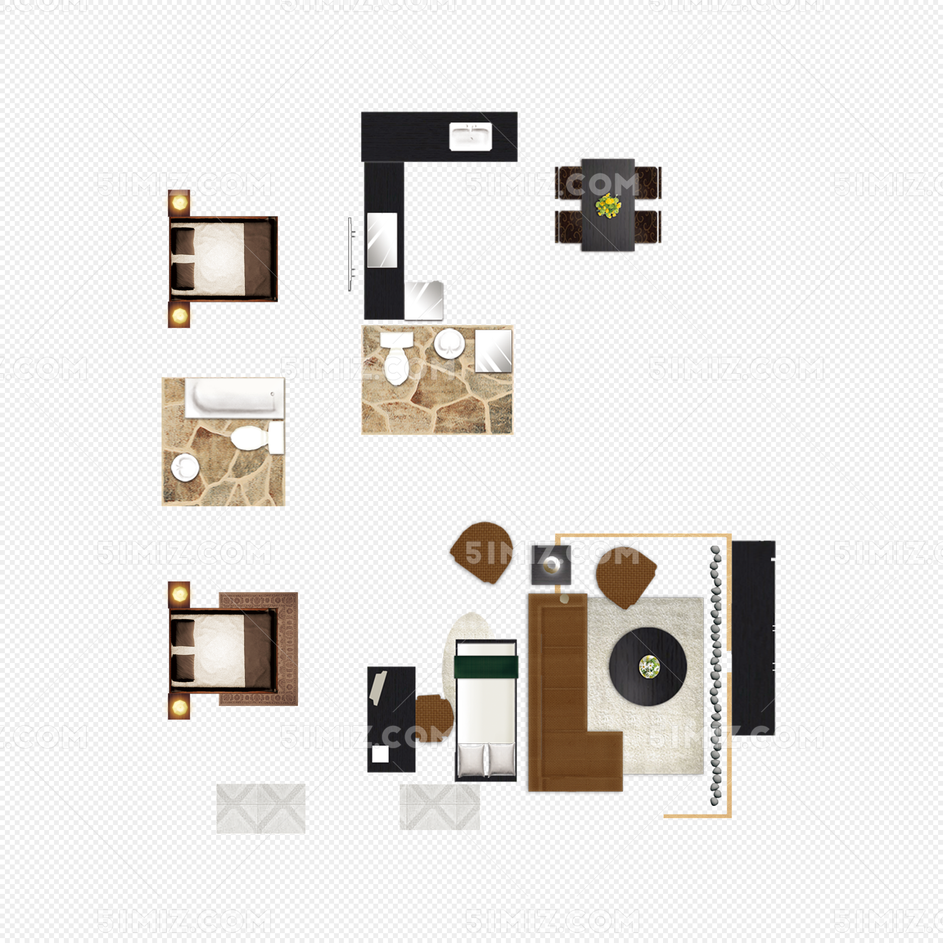 室内家具平面彩图设计图__室内设计_环境设计_设计图库_昵图网nipic.com