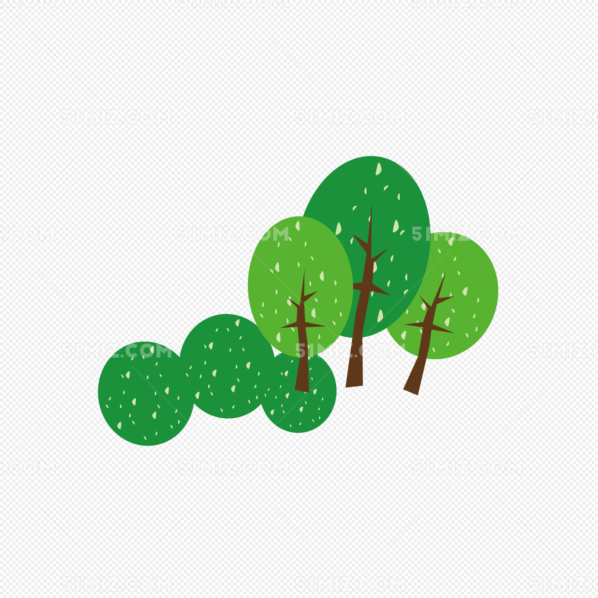 绿色卡通的小树插画图片_动漫卡通_插画绘画-图行天下素材网
