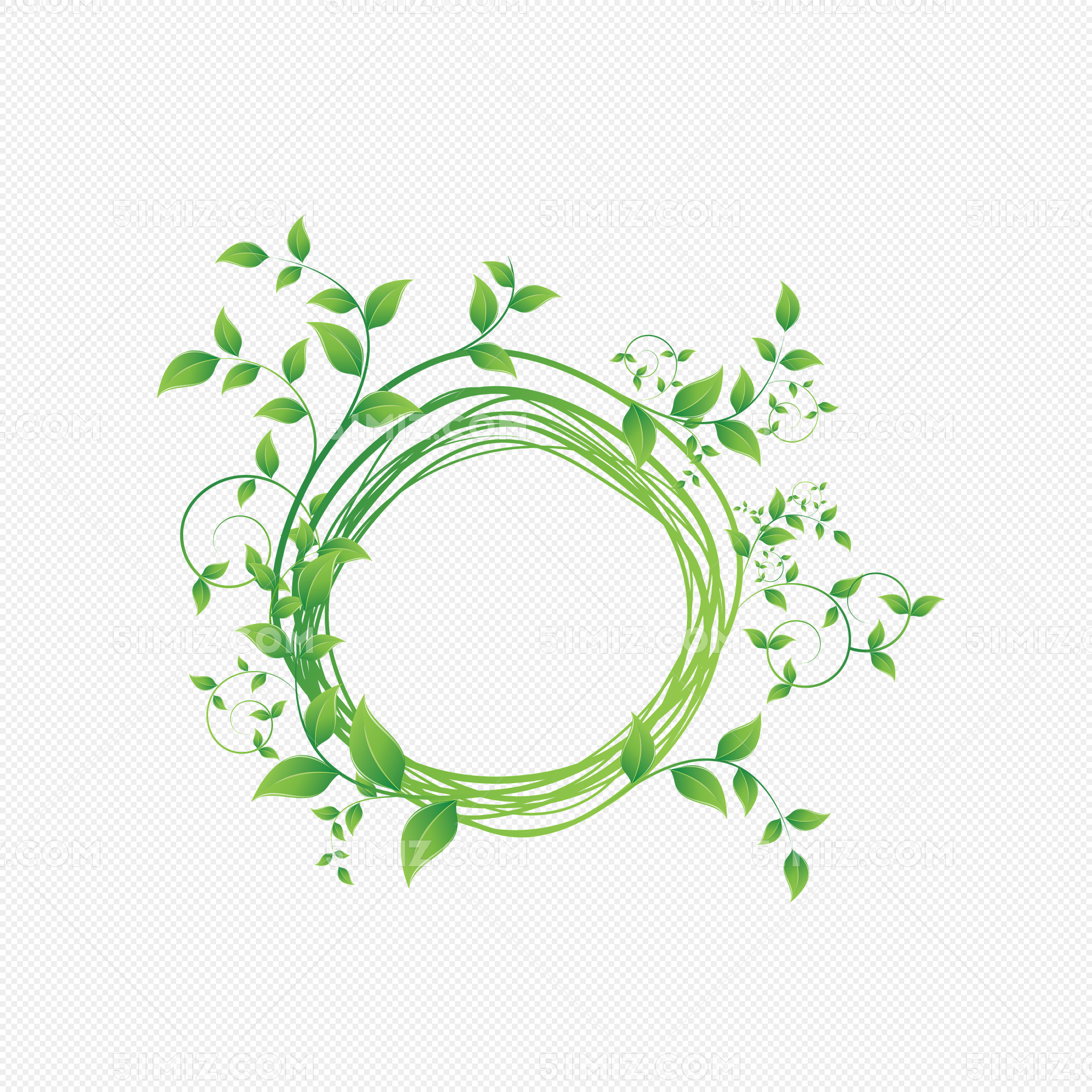 绿色的植物花边边框图片_纹理边框_设计元素-图行天下素材网
