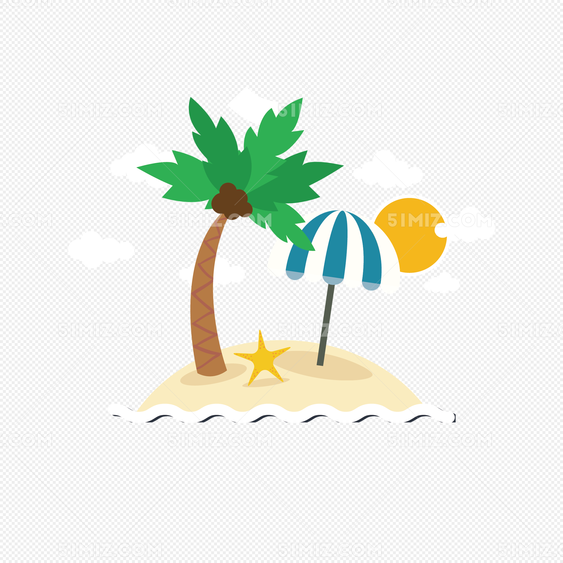 椰树海滩风景简笔画黑白,海滩风景简笔画,海滩椰子树简笔画_大山谷图库