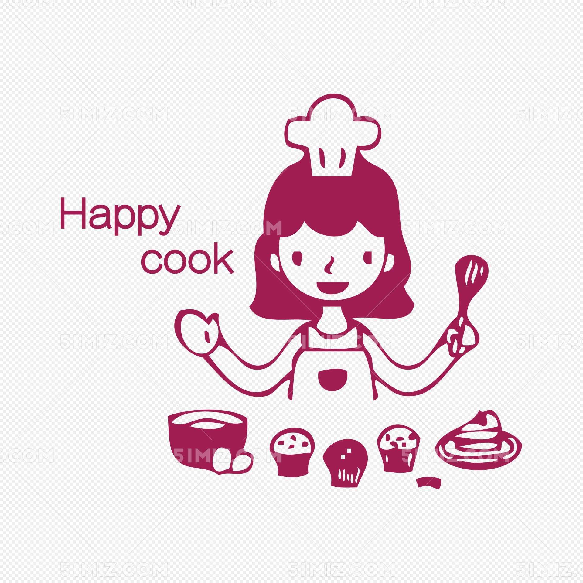 The little bakery girl chef is happy and smiling, tasty and sweet smile ...
