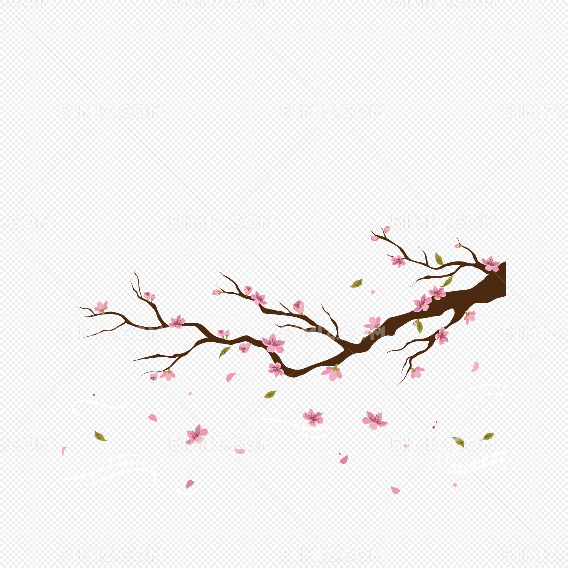 粉色手绘水彩桃花图片素材免费下载 - 觅知网