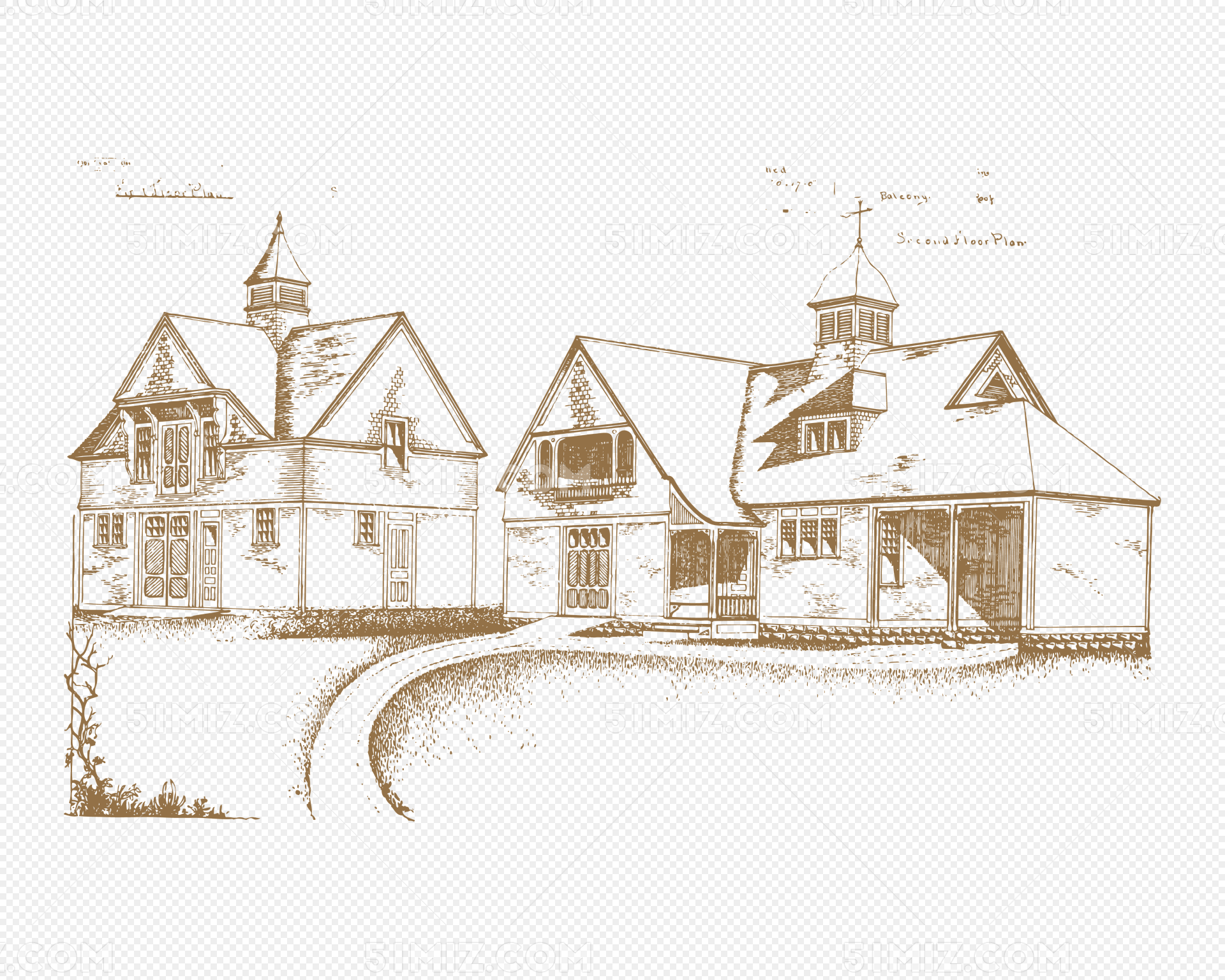 房子手绘线稿图片素材免费下载 - 觅知网