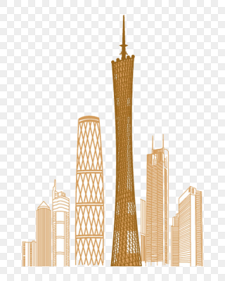 广州地标性建筑手绘图片
