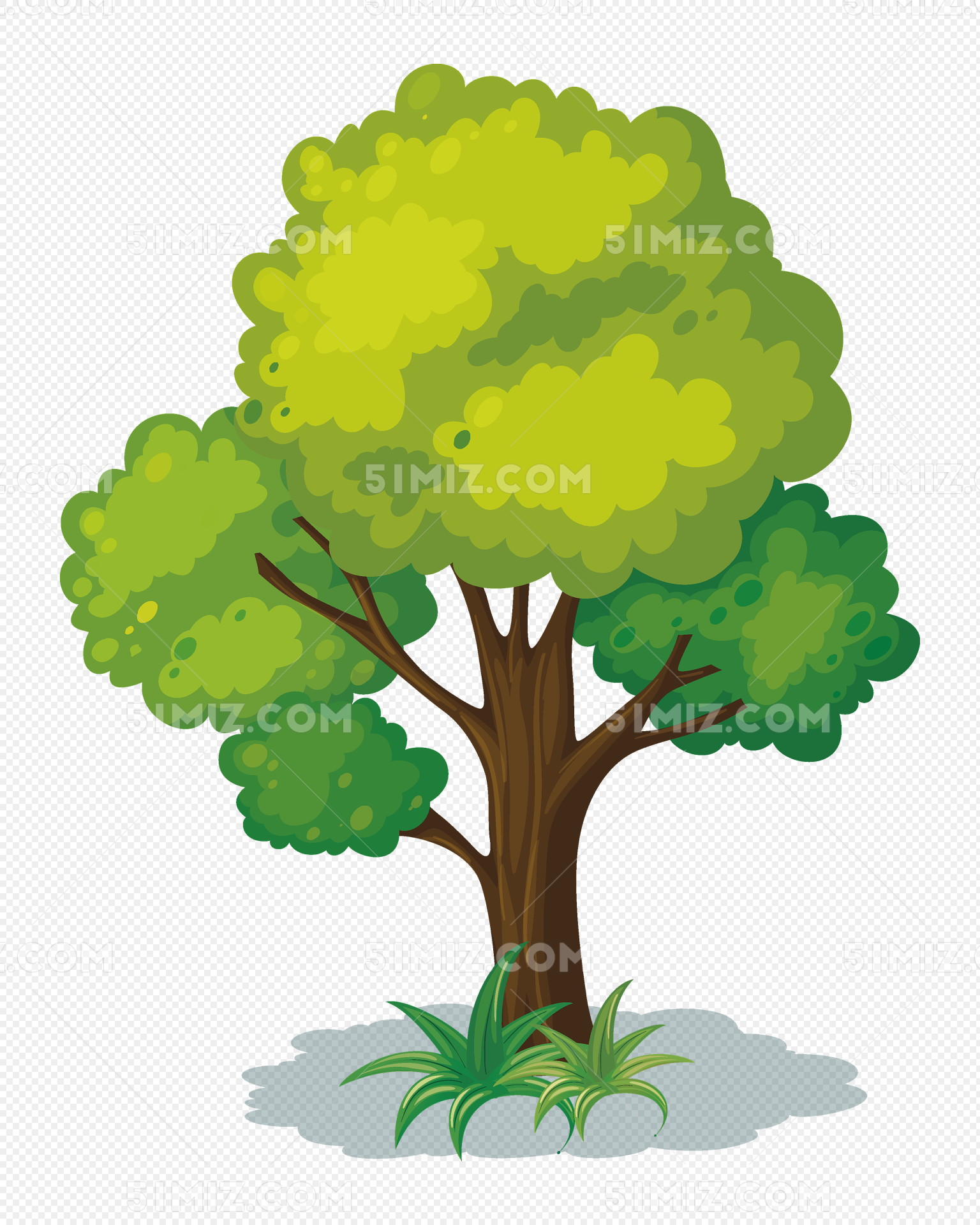 一颗枝繁叶茂的矢量卡通树ppt背景,ppt图片 - 51PPT模板网