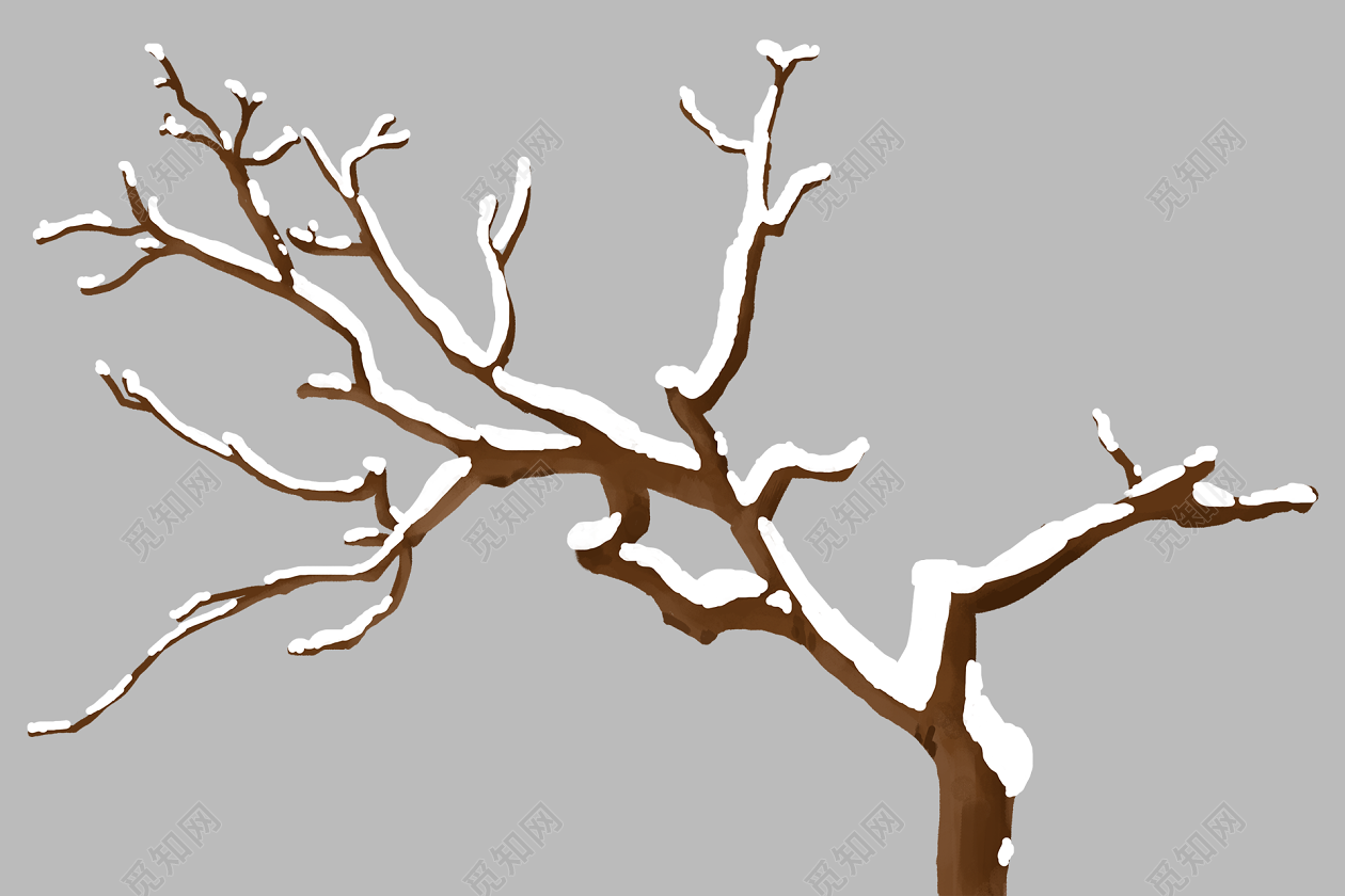 手绘冬季雪中大树插画图片-图行天下素材网